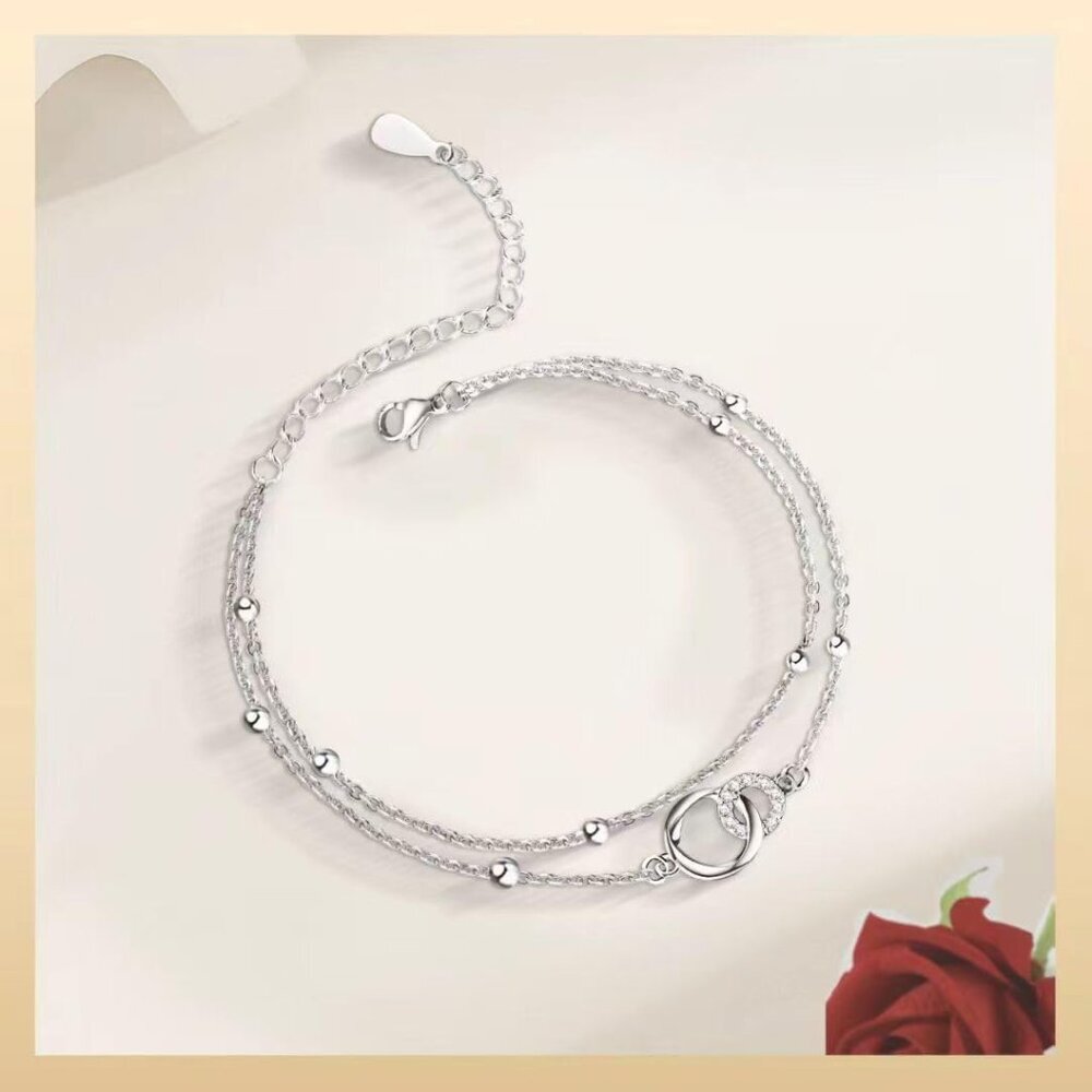 Sterling Silver Interlocking Circles Bracelet Dai… - image 6